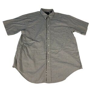 Roundtree & Yorke 40s Twill Plaid Button Up Shirt Top Men's XL Beige Black White